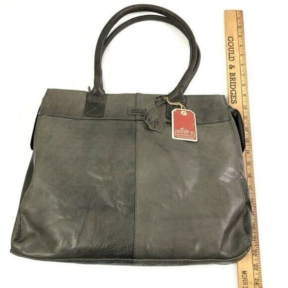 Spikes And Sparrow Women's Leather Addison Shopper Tote Large Gray NWT - Picture 7 of 9